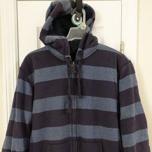 Basic Editions Blue Stripped Hoodie Size M